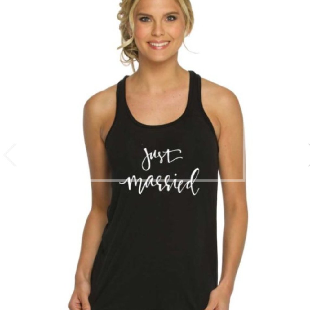 Just Married Black Tank Size Small